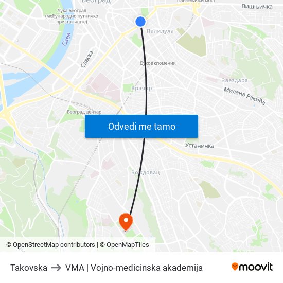 Takovska to VMA | Vojno-medicinska akademija map