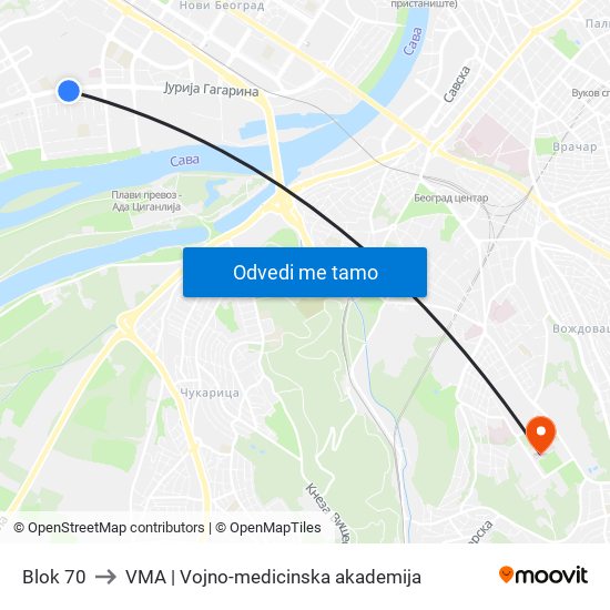 Blok 70 to VMA | Vojno-medicinska akademija map