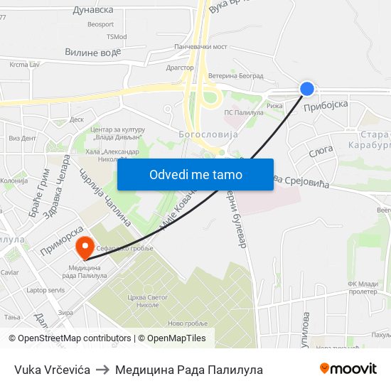 Vuka Vrčevića to Медицина Рада Палилула map