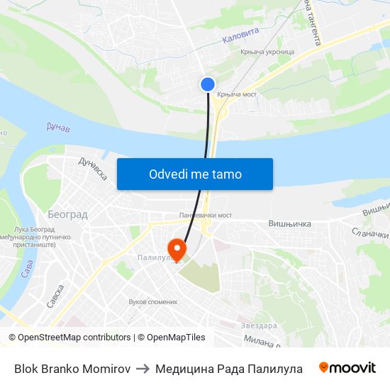 Blok Branko Momirov to Медицина Рада Палилула map