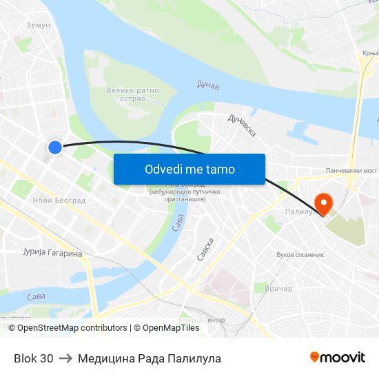 Blok 30 to Медицина Рада Палилула map