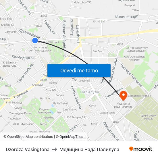 Džordža Vašingtona to Медицина Рада Палилула map