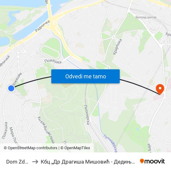 Dom Zdravlja to Кбц „Др Драгиша Мишовић - Дедиње“ Комплекс Б map