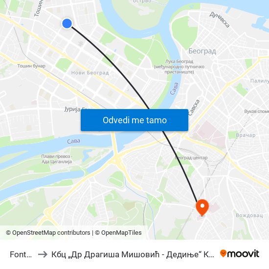 Fontana to Кбц „Др Драгиша Мишовић - Дедиње“ Комплекс Б map