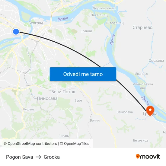 Pogon Sava to Grocka map