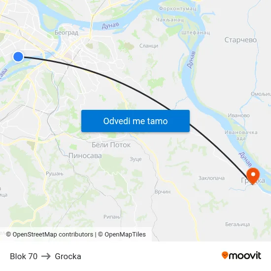 Blok 70 to Grocka map