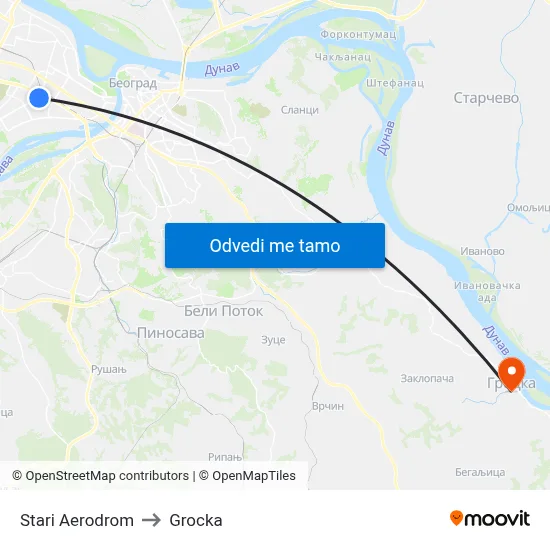 Stari Aerodrom to Grocka map