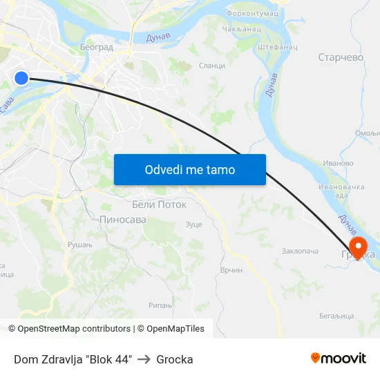 Dom Zdravlja "Blok 44" to Grocka map