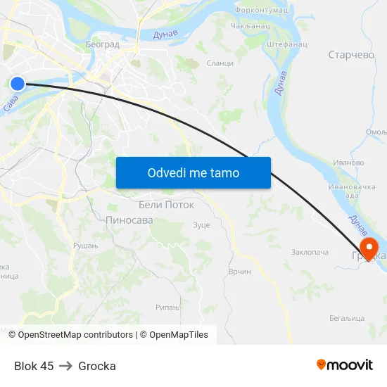 Blok 45 to Grocka map