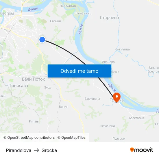 Pirandelova to Grocka map