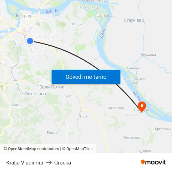 Kralja Vladimira to Grocka map