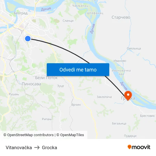 Vitanovačka to Grocka map