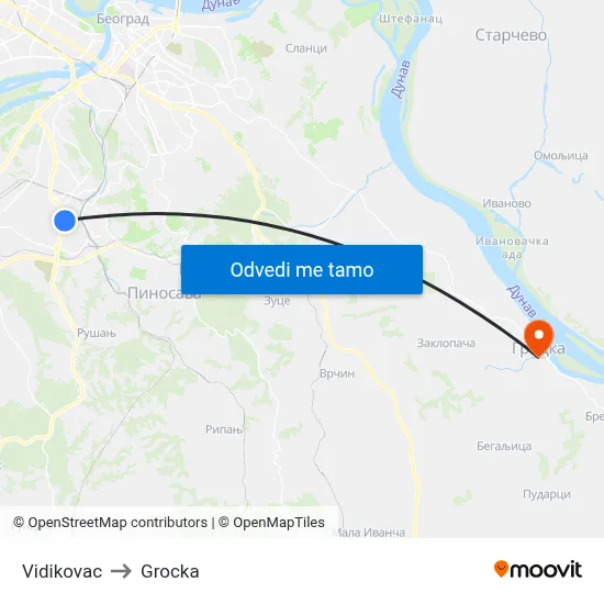 Vidikovac to Grocka map
