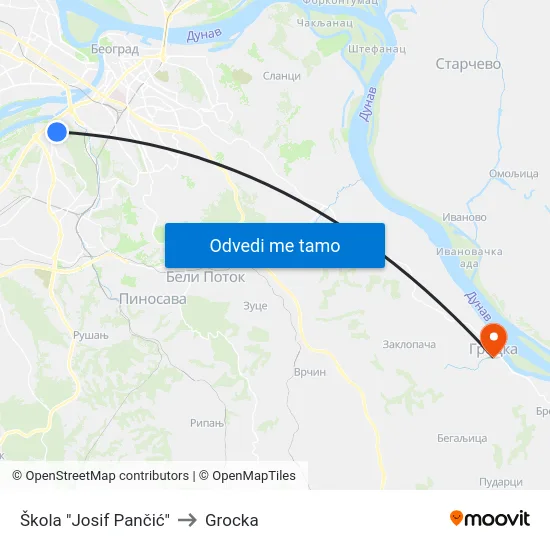 Škola "Josif Pančić" to Grocka map