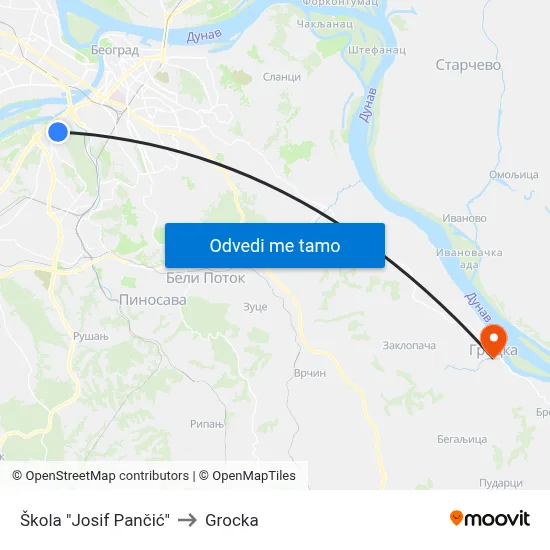 Škola "Josif Pančić" to Grocka map