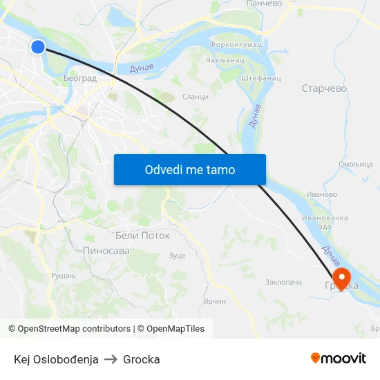 Kej Oslobođenja to Grocka map