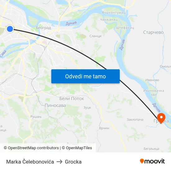Marka Čelebonovića to Grocka map