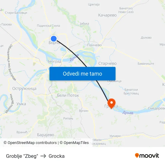 Groblje "Zbeg" to Grocka map