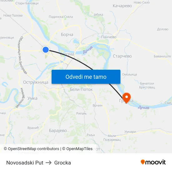 Novosadski Put to Grocka map
