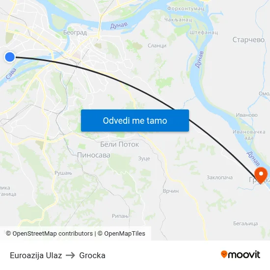 Euroazija Ulaz to Grocka map