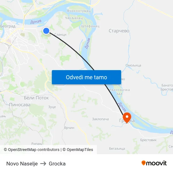 Novo Naselje to Grocka map