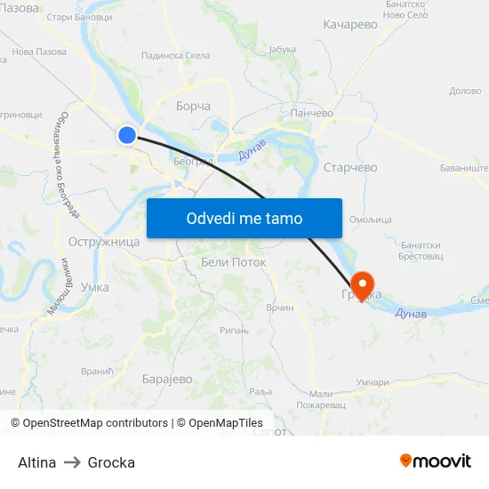 Altina to Grocka map