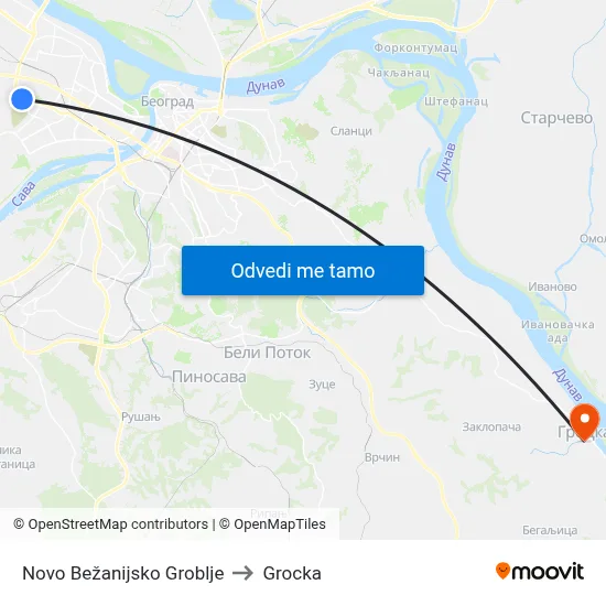 Novo Bežanijsko Groblje to Grocka map