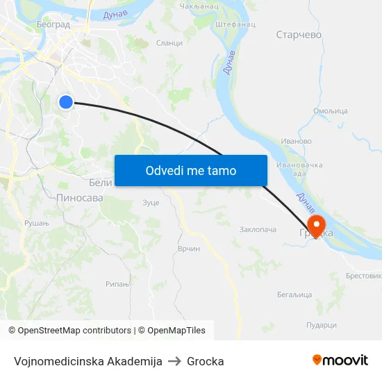 Vojnomedicinska Akademija to Grocka map