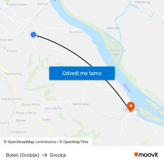 Boleč (Groblje) to Grocka map