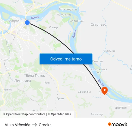 Vuka Vrčevića to Grocka map