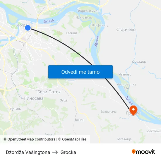 Džordža Vašingtona to Grocka map