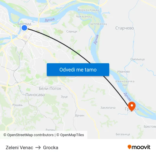 Zeleni Venac to Grocka map