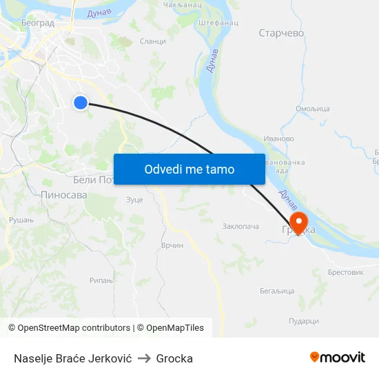 Naselje Braće Jerković to Grocka map