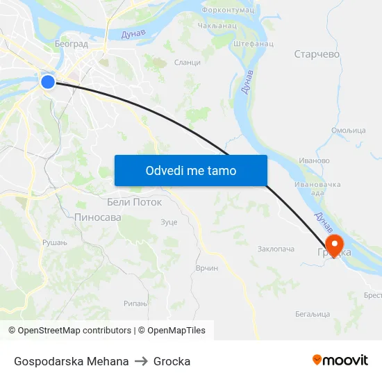 Gospodarska Mehana to Grocka map