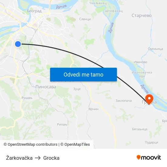 Žarkovačka to Grocka map
