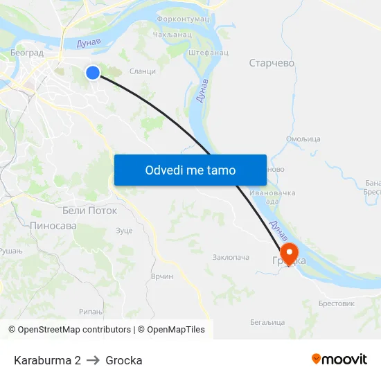 Karaburma 2 to Grocka map
