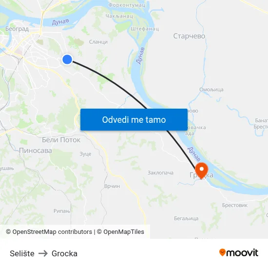 Selište to Grocka map