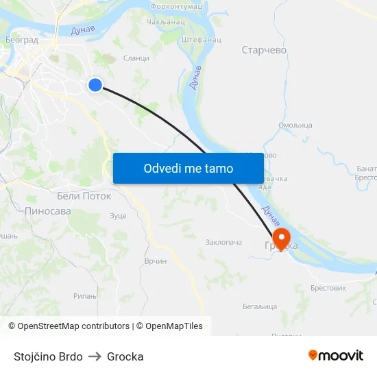 Stojčino Brdo to Grocka map