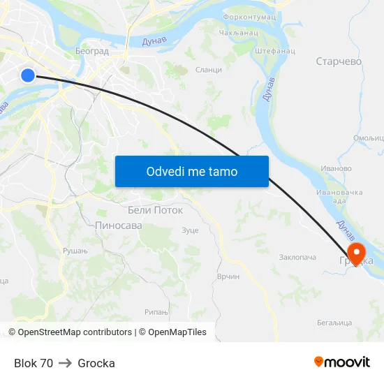 Blok 70 to Grocka map