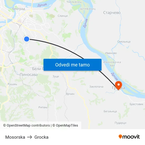 Mosorska to Grocka map
