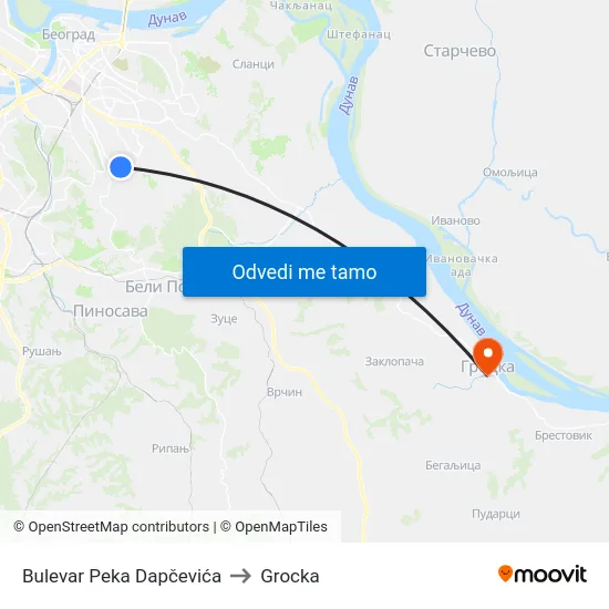 Bulevar Peka Dapčevića to Grocka map