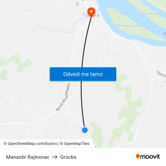 Manastir Rajinovac to Grocka map