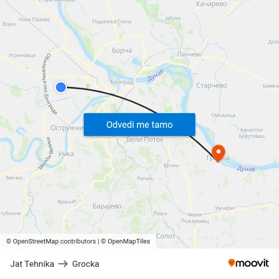 Jat Tehnika to Grocka map