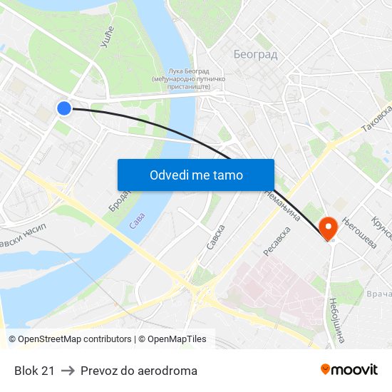 Blok 21 to Prevoz do aerodroma map