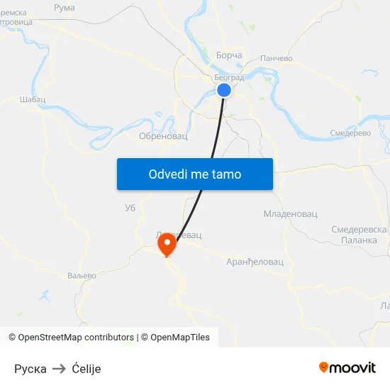 Руска to Ćelije map