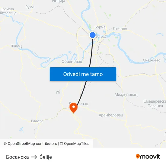Босанска to Ćelije map
