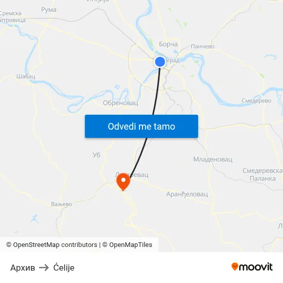 Архив to Ćelije map