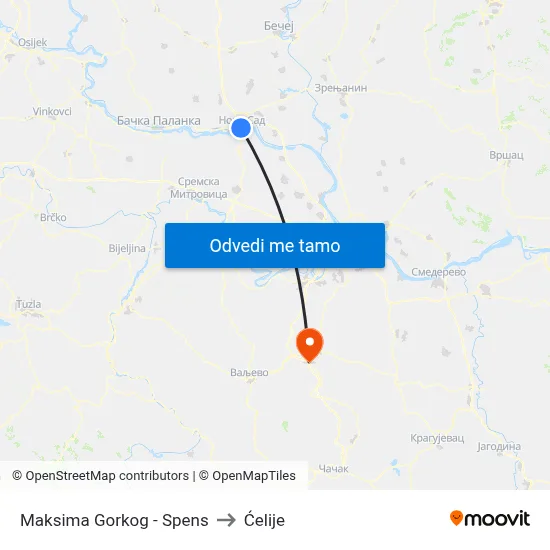 Maksima Gorkog - Spens to Ćelije map
