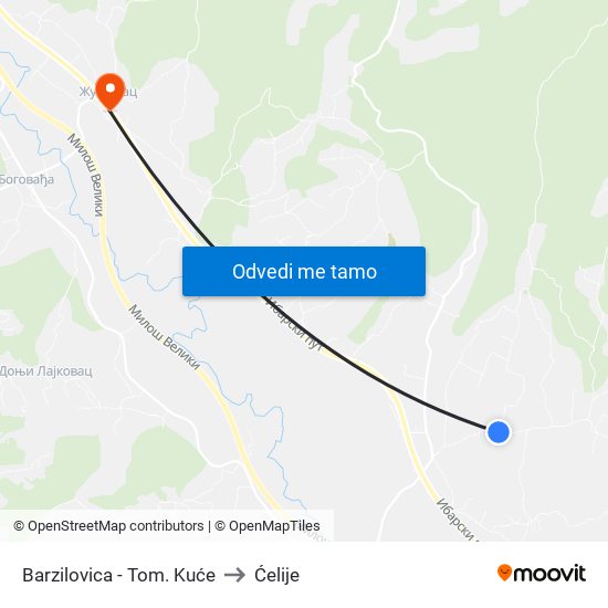 Barzilovica - Tom. Kuće to Ćelije map