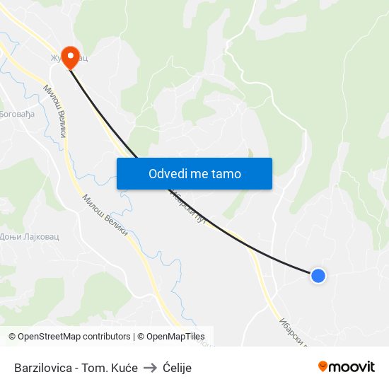 Barzilovica - Tom. Kuće to Ćelije map